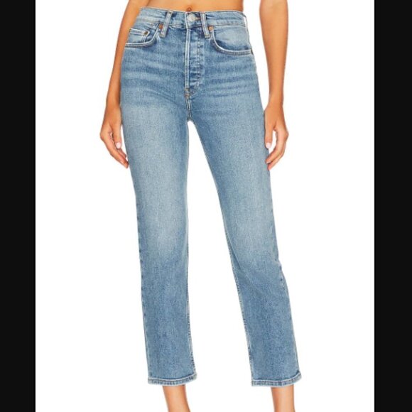 Re/Done 70s Stove Pipe Jeans in Classic Faded Blue sz 24 - Picture 3 of 7